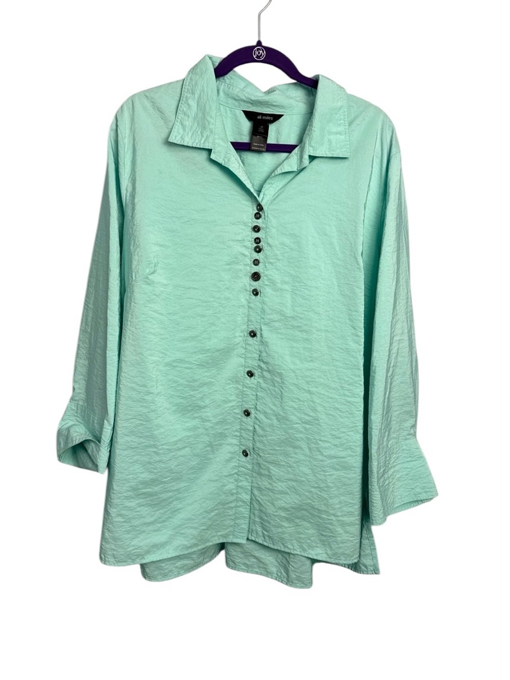 Ali miles sea green button down tunic top ladies 2X plus size coastal chic boho